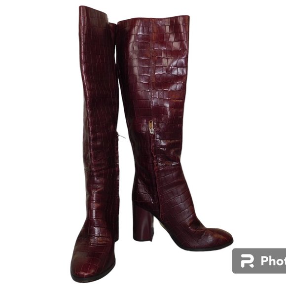 Coach Brigitte Boot Croc Embossed Knee High Boots Size 6.5 - Picture 1 of 16